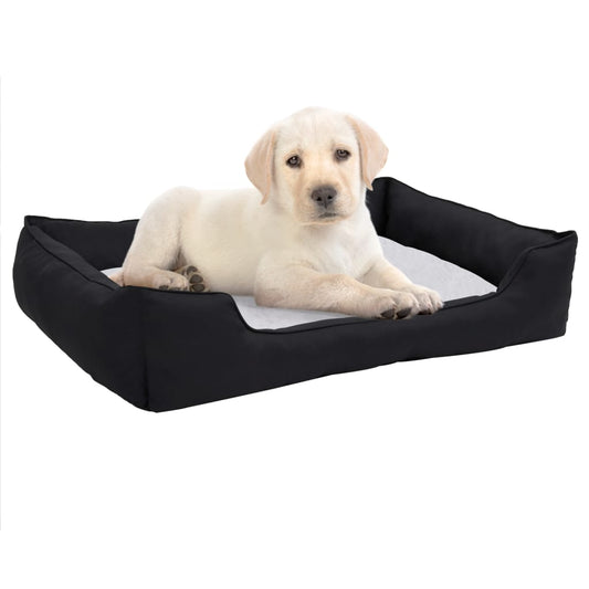 Hundebett Schwarz-Weiß 65x50x20 cm Fleece Leinenoptik