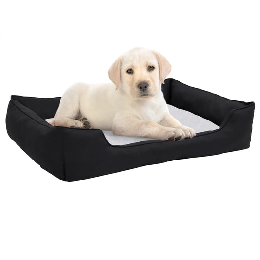 Hundebett Schwarz-Weiß 85,5x70x23 cm Fleece Leinenoptik
