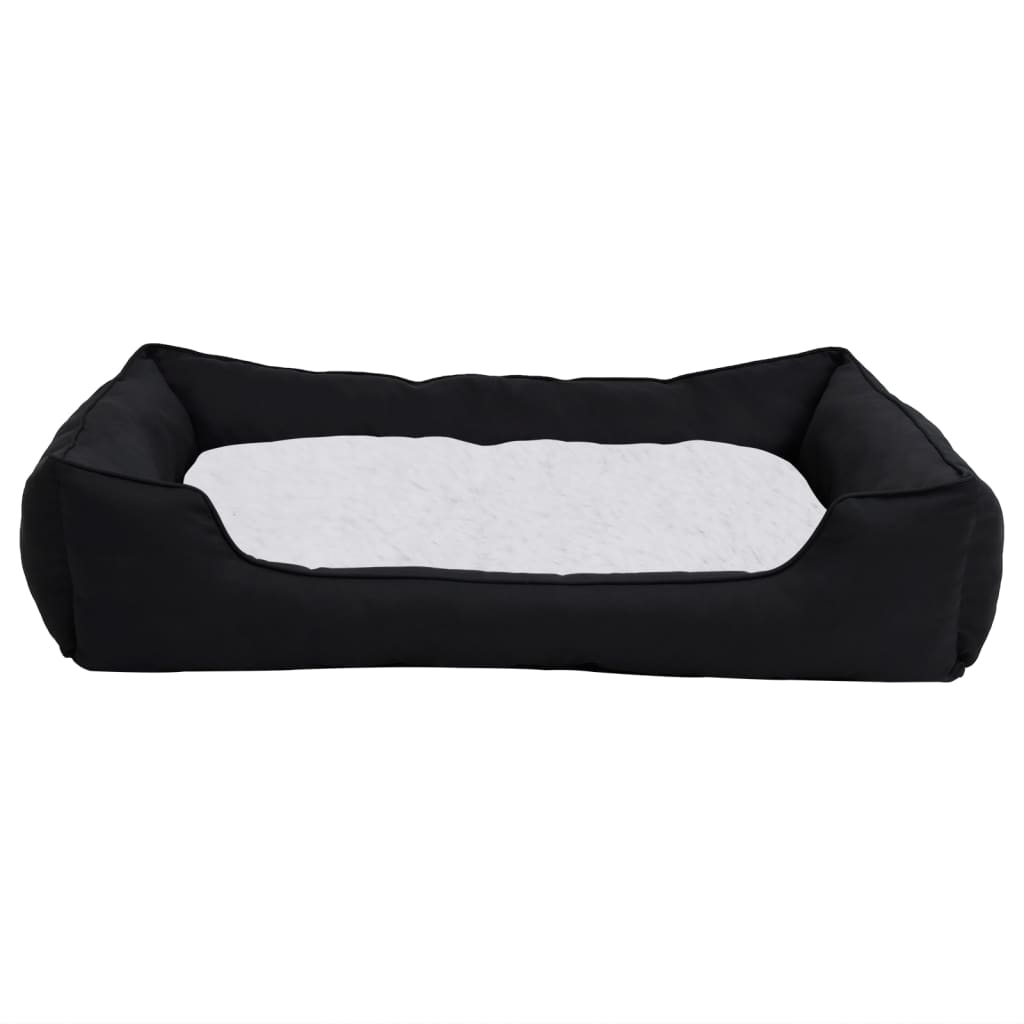 Hundebett Schwarz-Weiß 110,5x80,5x26 cm Fleece Leinenoptik