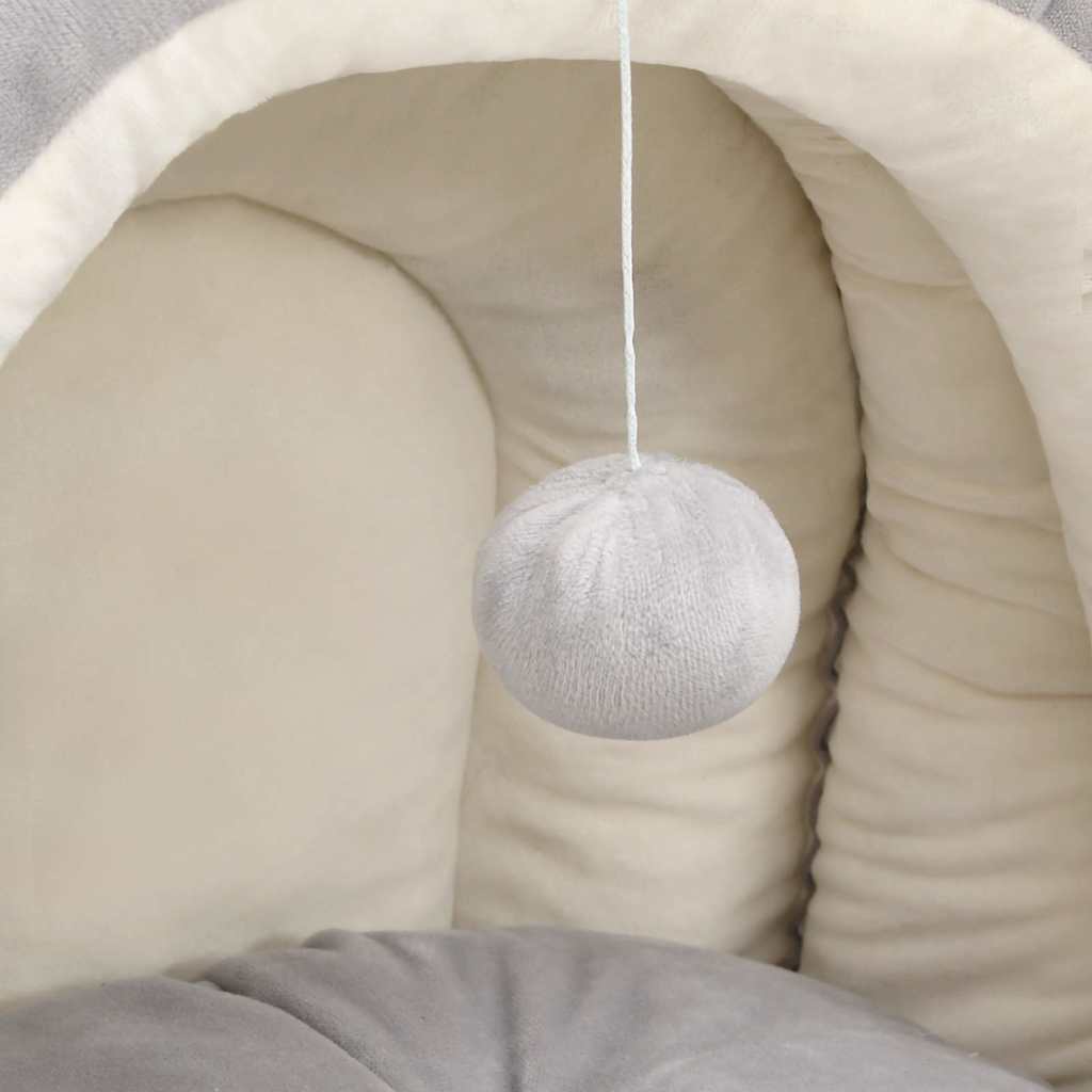 Katzenbett 50x50x45 cm Grau und Creme