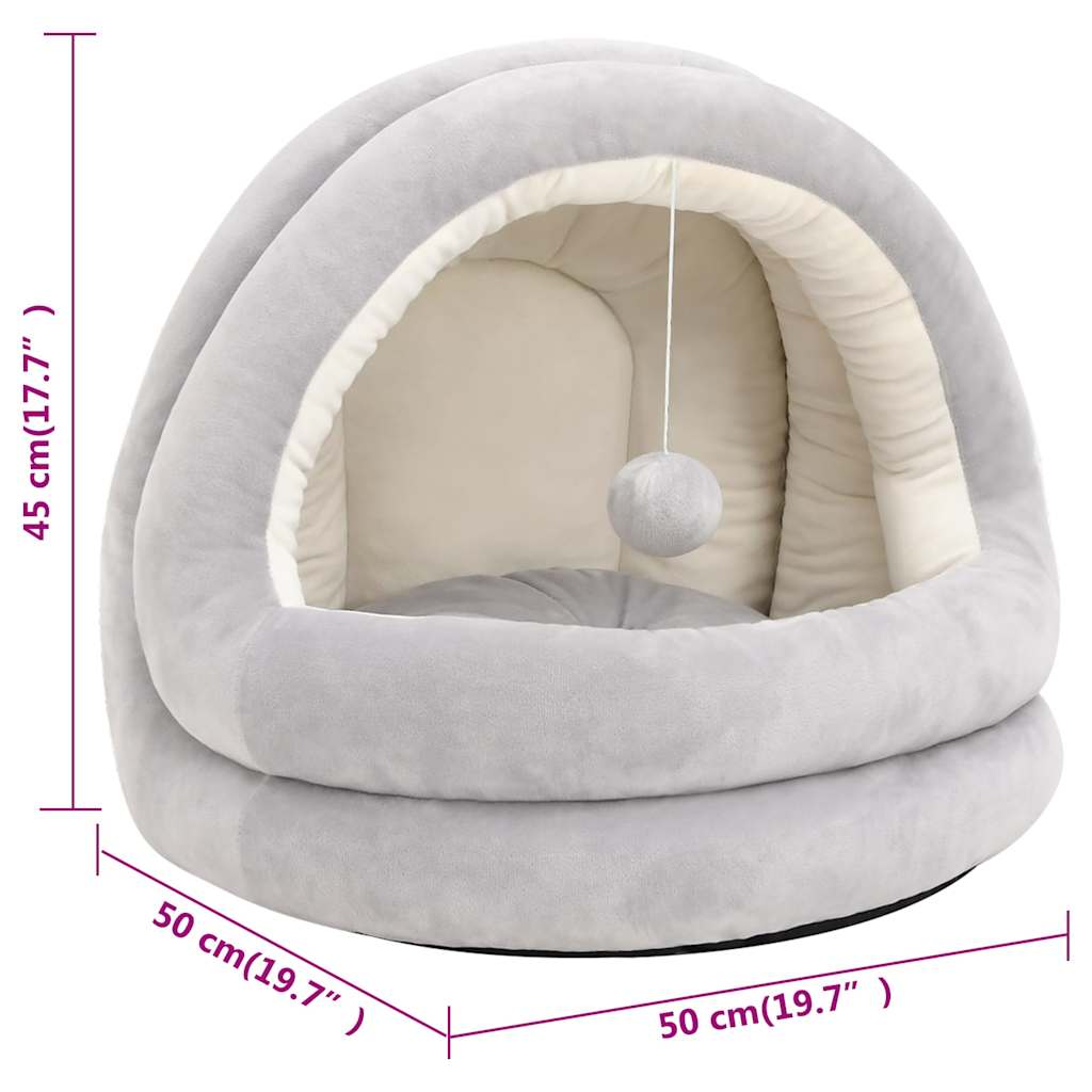 Katzenbett 50x50x45 cm Grau und Creme