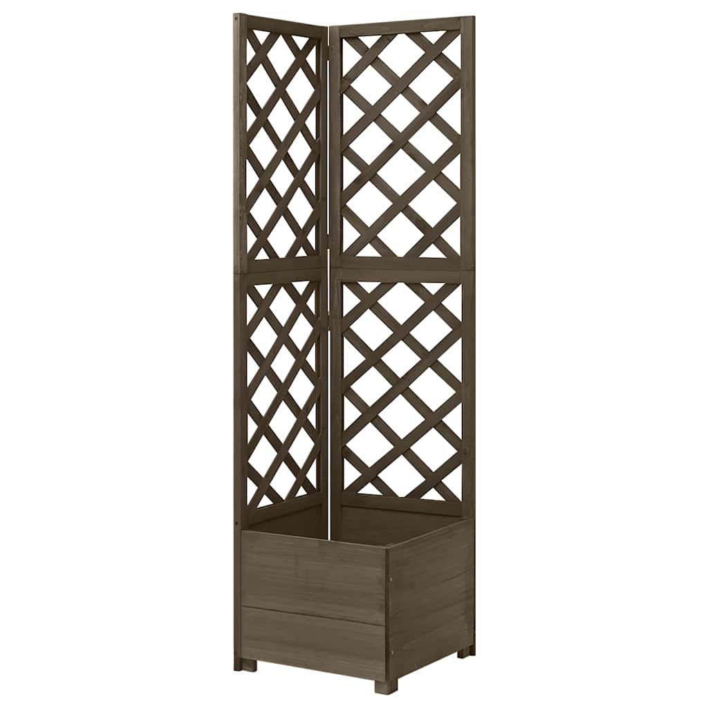 Eck-Spalier mit Pflanzkasten Grau 40x40x150cm Massivholz Tanne