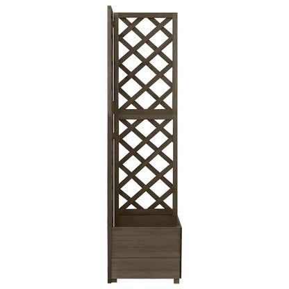 Eck-Spalier mit Pflanzkasten Grau 40x40x150cm Massivholz Tanne