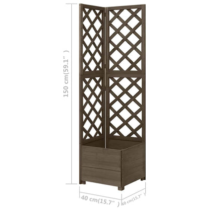 Eck-Spalier mit Pflanzkasten Grau 40x40x150cm Massivholz Tanne