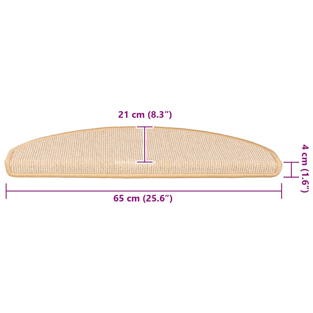 Stufenmatten 15 Stk. 65x21x4 cm Creme Halbrund Groß