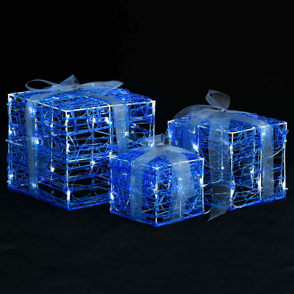 LED-Geschenkboxen 3 Stk. Weihnachtsdekoration Kaltweiß