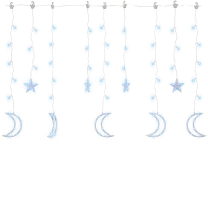 Lichterketten Stern und Mond Fernbedienung 138 LEDs Kaltweiß