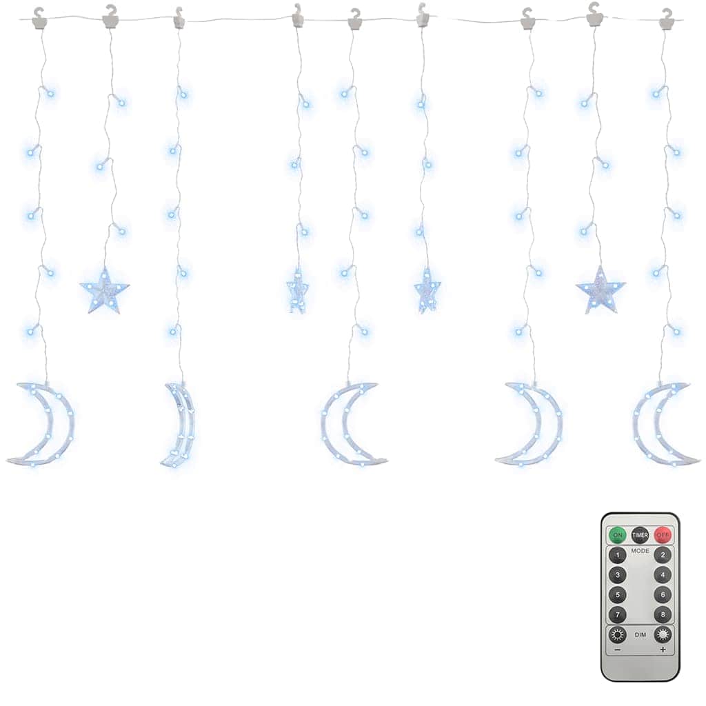 Lichterketten Stern und Mond Fernbedienung 138 LEDs Kaltweiß