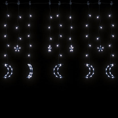 Lichterketten Stern und Mond Fernbedienung 138 LEDs Kaltweiß