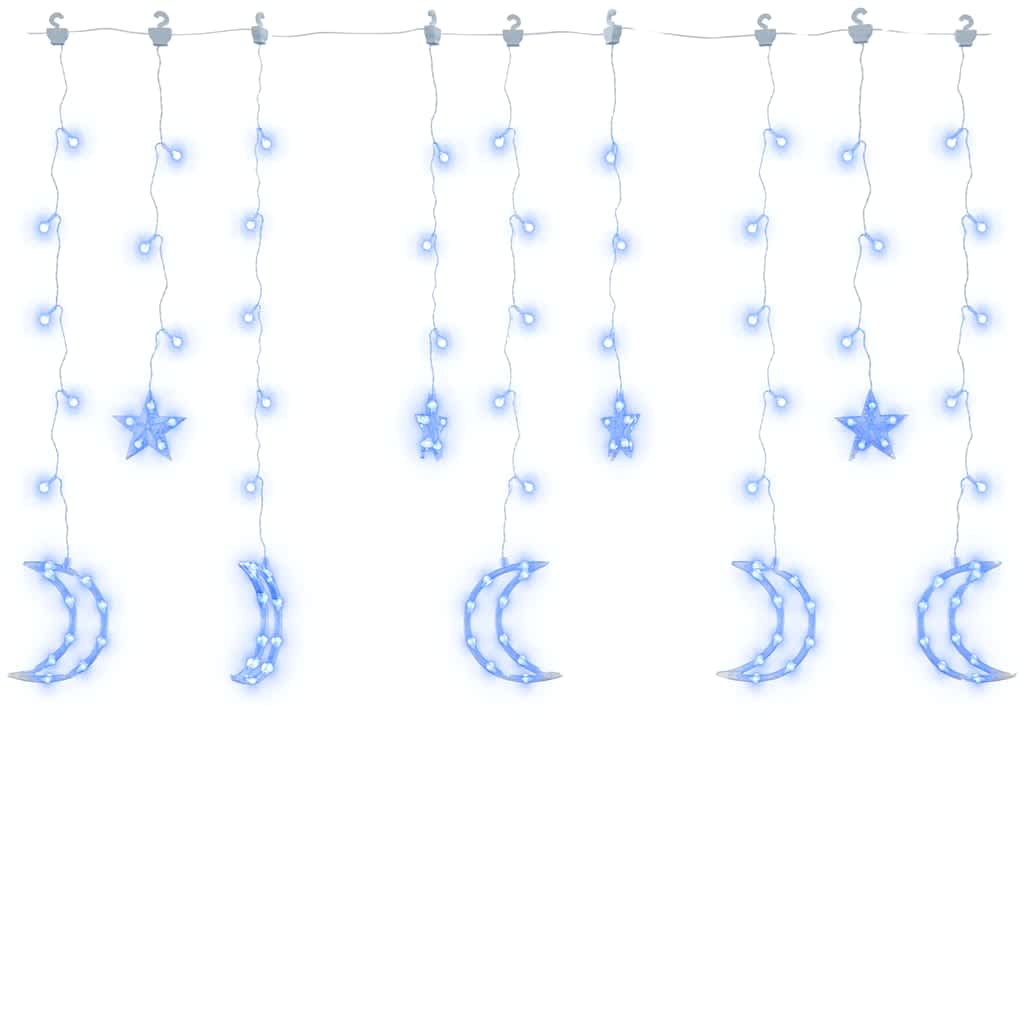 Lichterketten Stern und Mond Fernbedienung 138 LED Blau