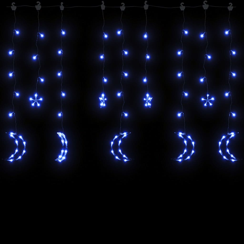 Lichterketten Stern und Mond Fernbedienung 138 LED Blau