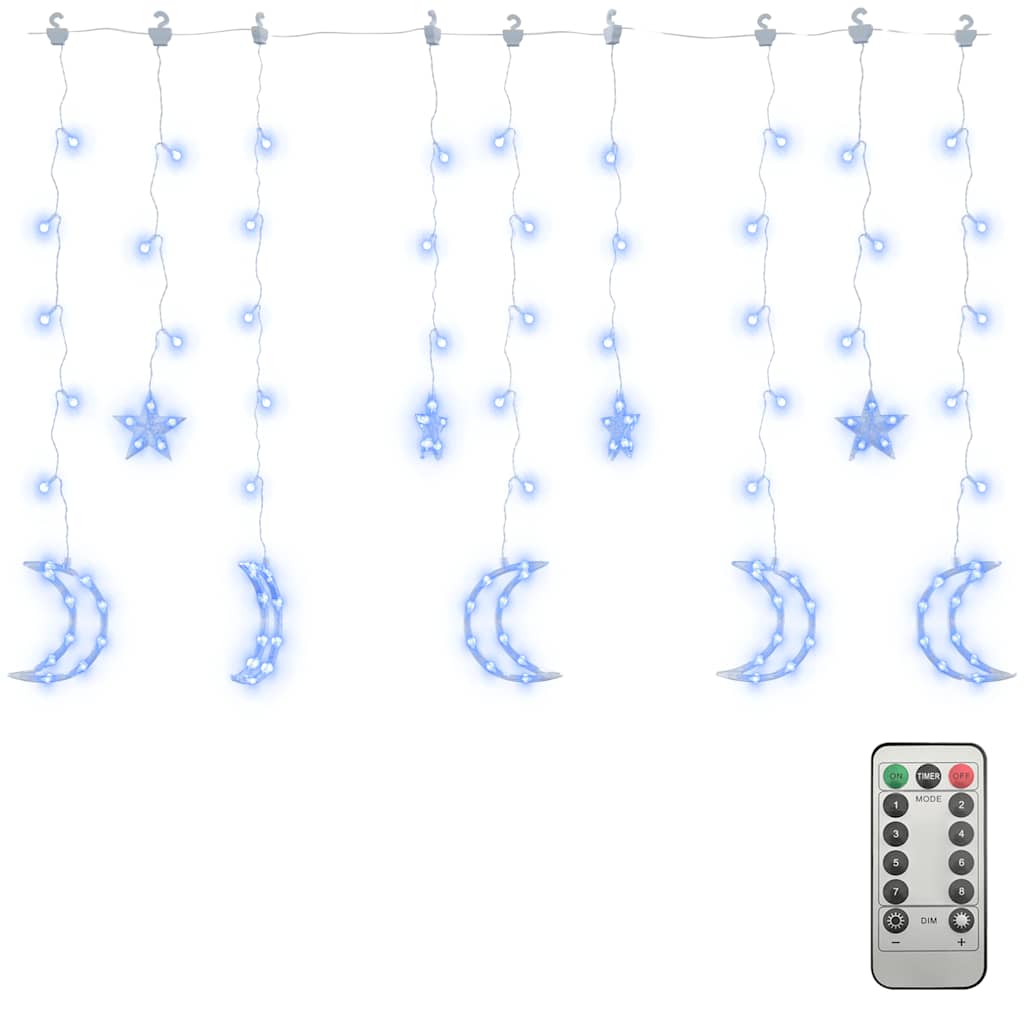 Lichterketten Stern und Mond Fernbedienung 345 LED Blau