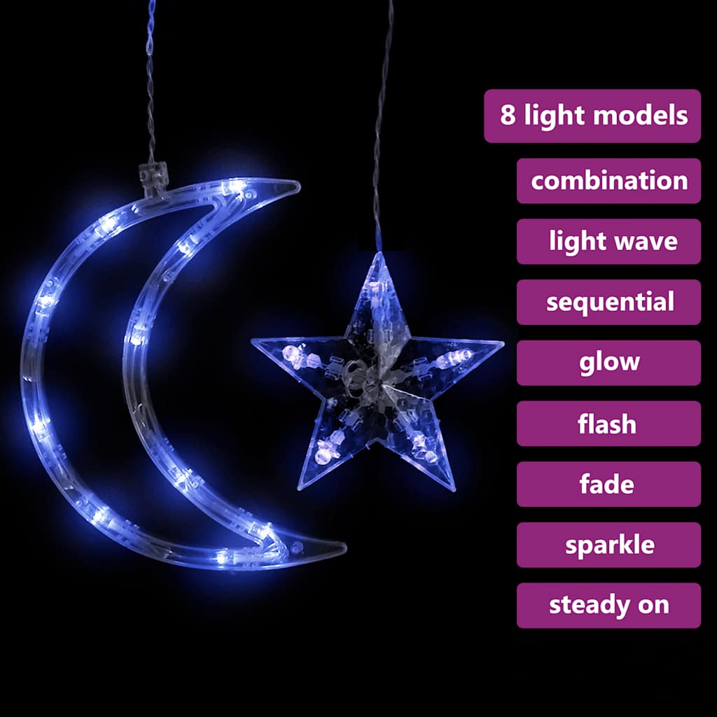 Lichterketten Stern und Mond Fernbedienung 345 LED Blau