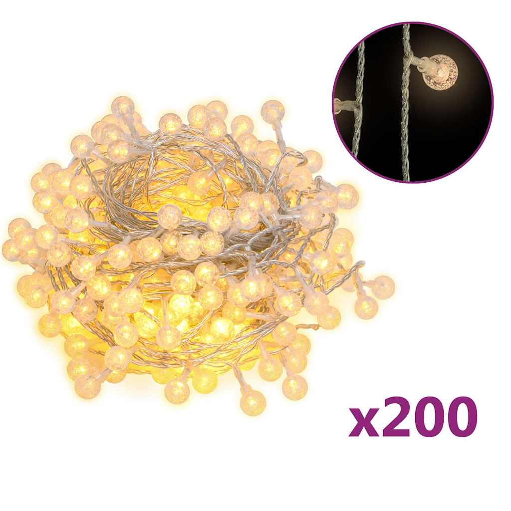 Lichterkette Kugeln 20 m 200 LED Warmweiß 8 Funktionen