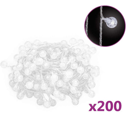 Lichterkette Kugeln 20 m 200 LED Kaltweiß 8 Funktionen