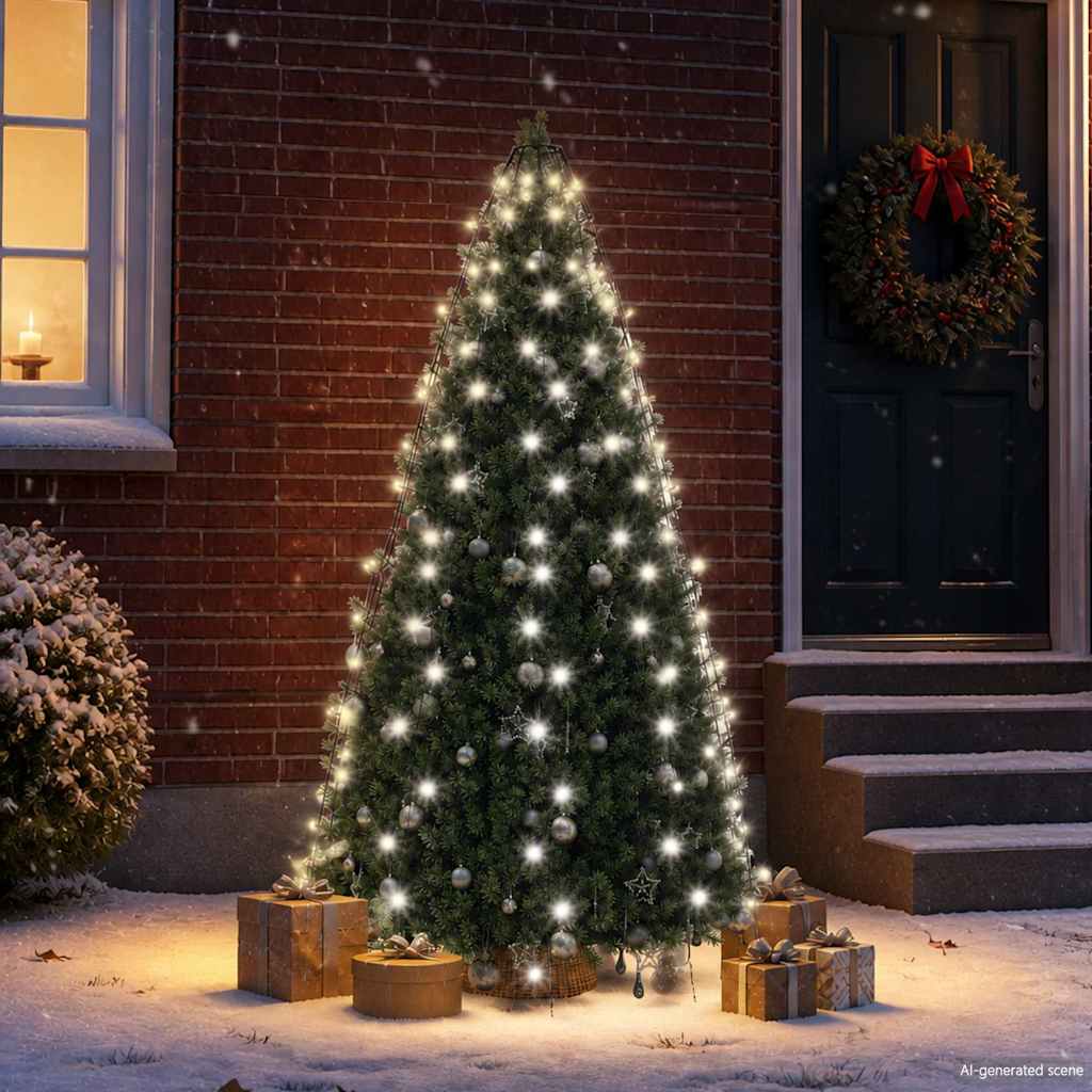 Weihnachtsbaum-Lichternetz mit 180 LEDs Kaltweiß 180 cm