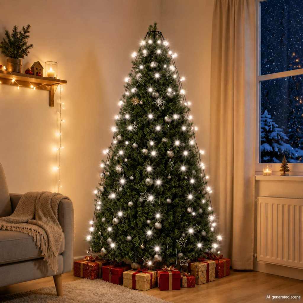 Weihnachtsbaum-Lichternetz mit 180 LEDs Kaltweiß 180 cm