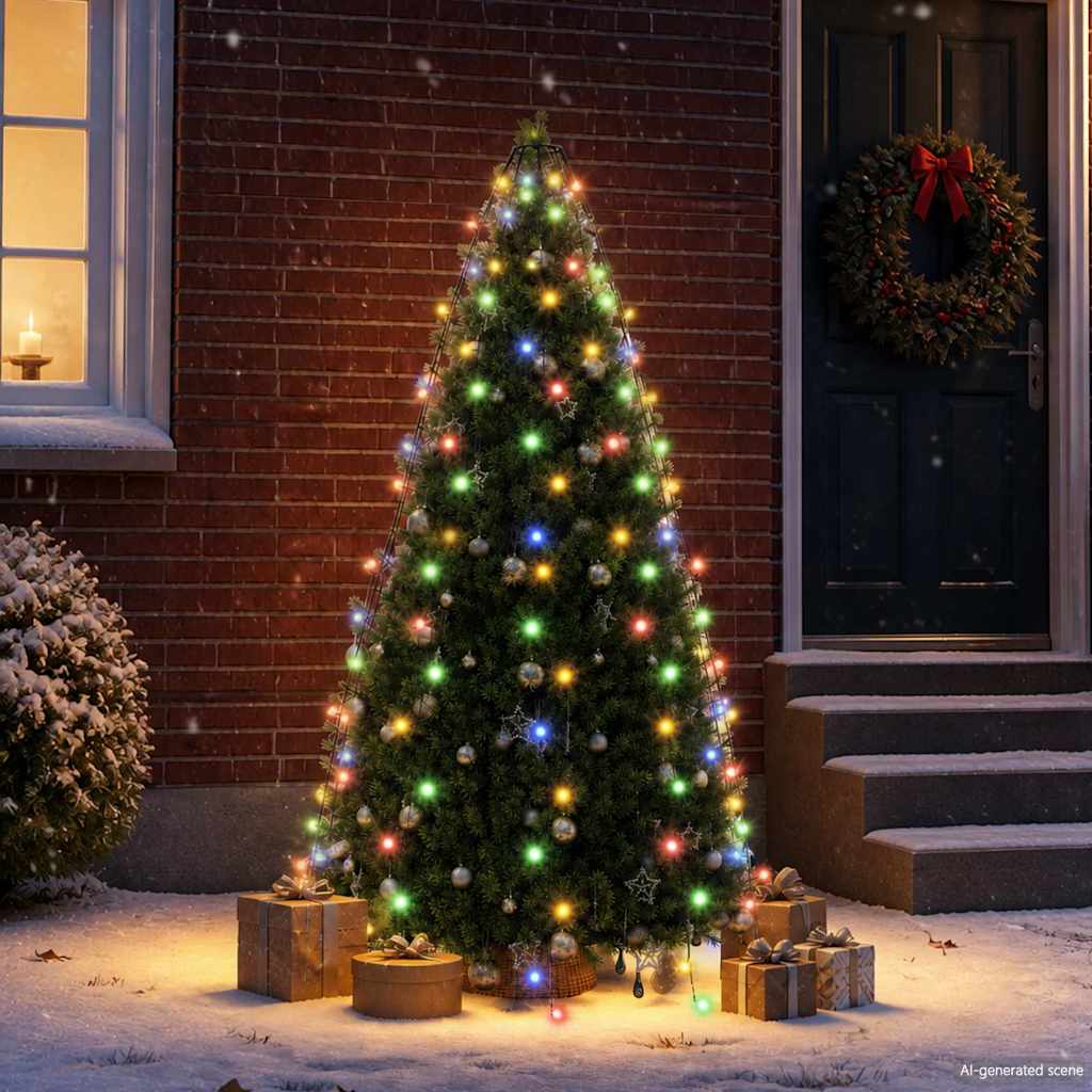 Weihnachtsbaum-Lichternetz mit 180 LEDs Mehrfarbig 180 cm