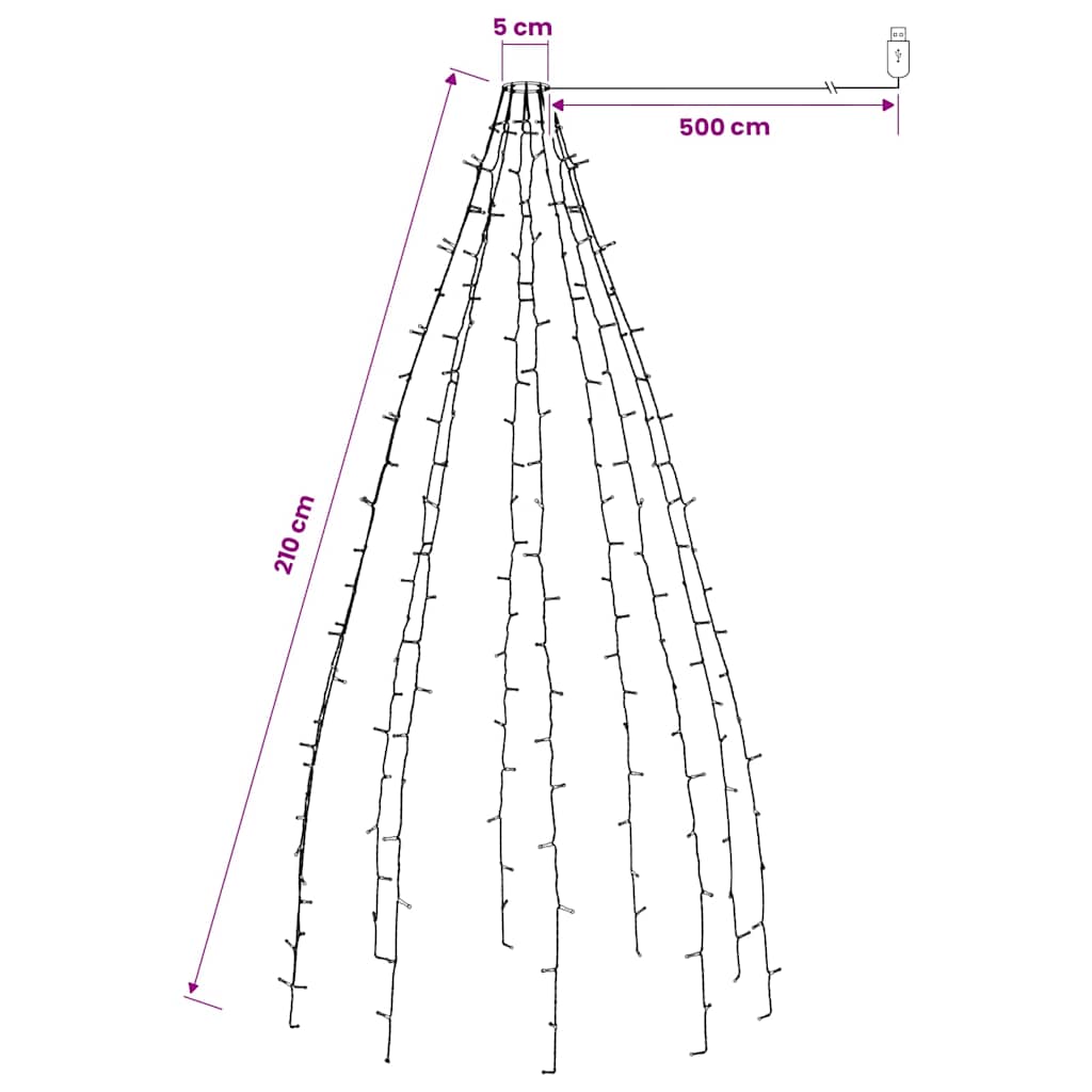Weihnachtsbaum-Lichternetz mit 210 LEDs Blau 210 cm