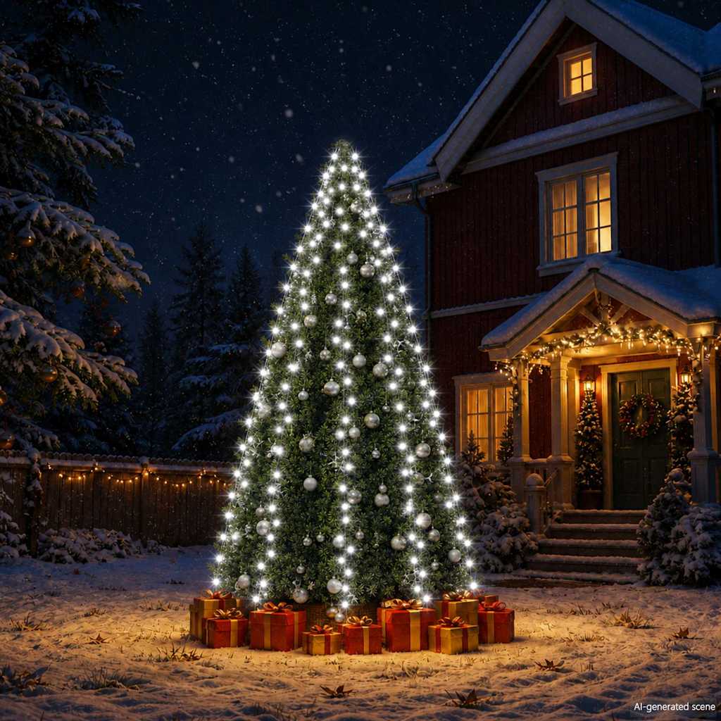 Weihnachtsbaum-Lichternetz mit 300 LEDs Kaltweiß 300 cm