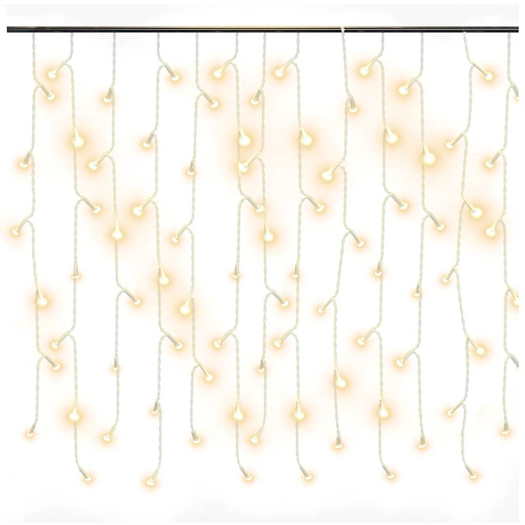 Lichtervorhang LED Eiszapfen 10 m 400 LED Warmweiß 8 Funktionen