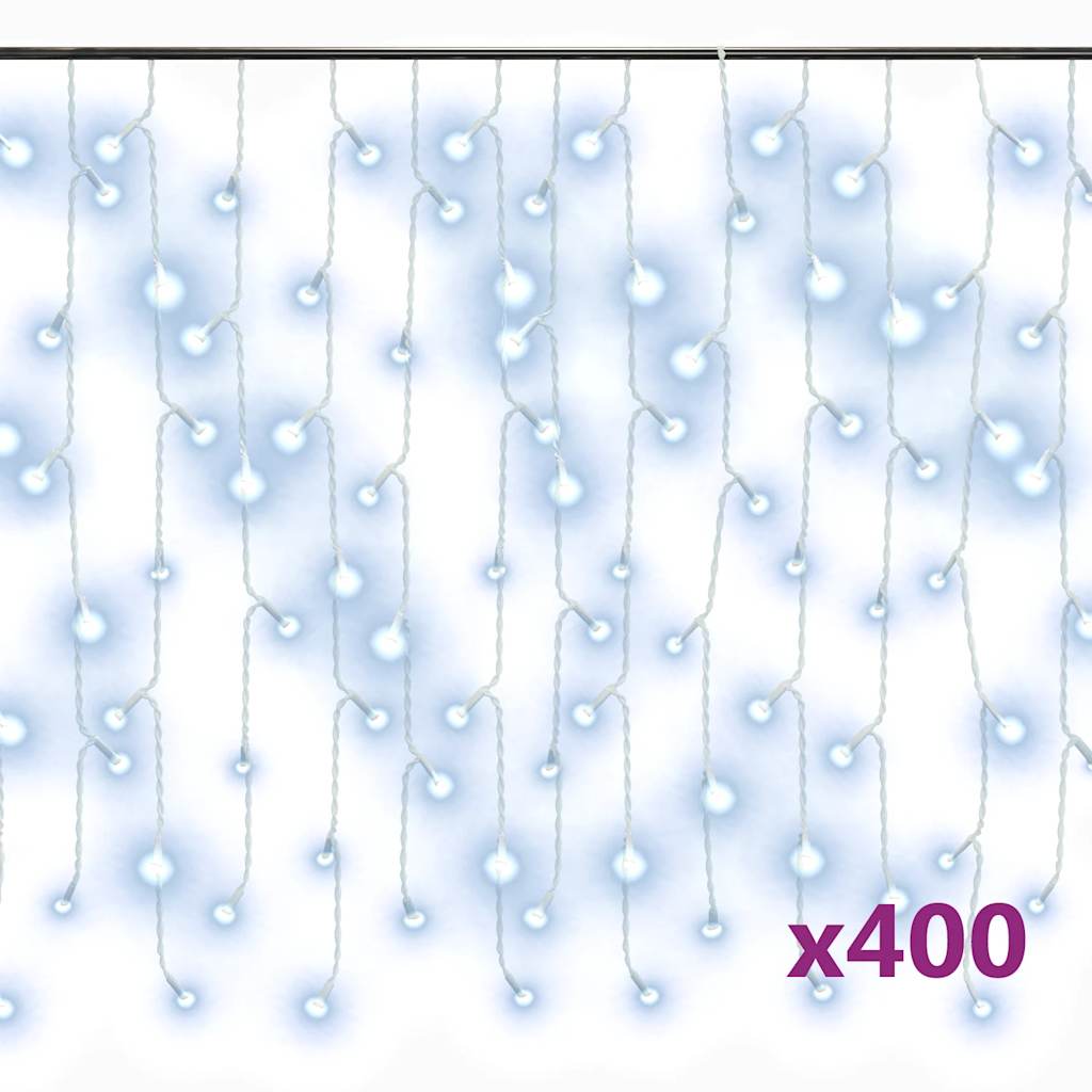Lichtervorhang LED Eiszapfen 10 m 400 LED Kaltweiß 8 Funktionen