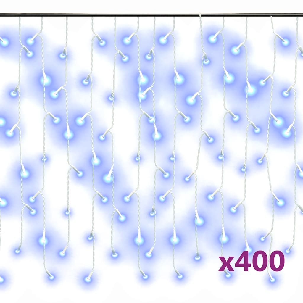 Lichtervorhang LED Eiszapfen 10 m 400 LED Blau 8 Funktionen