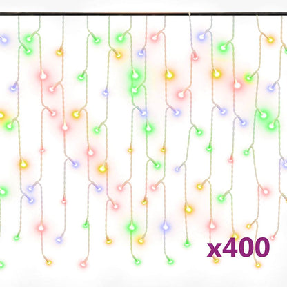 Lichtervorhang LED Eiszapfen 10 m 400 LED Bunt 8 Funktionen