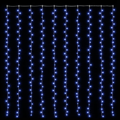 LED-Lichtervorhang 3x3 m 300 LED Blau 8 Funktionen