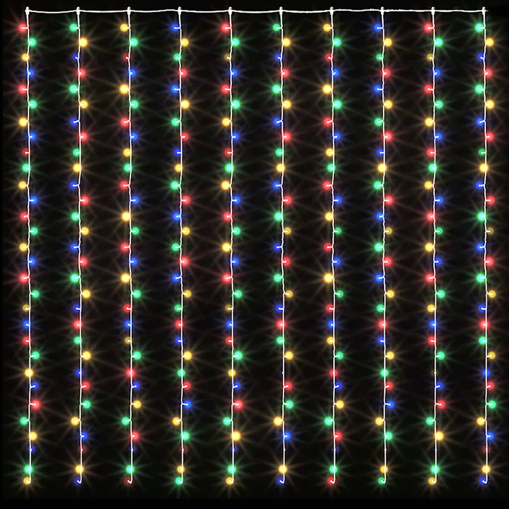 LED-Lichtervorhang 3x3 m 300 LED Bunt 8 Funktionen
