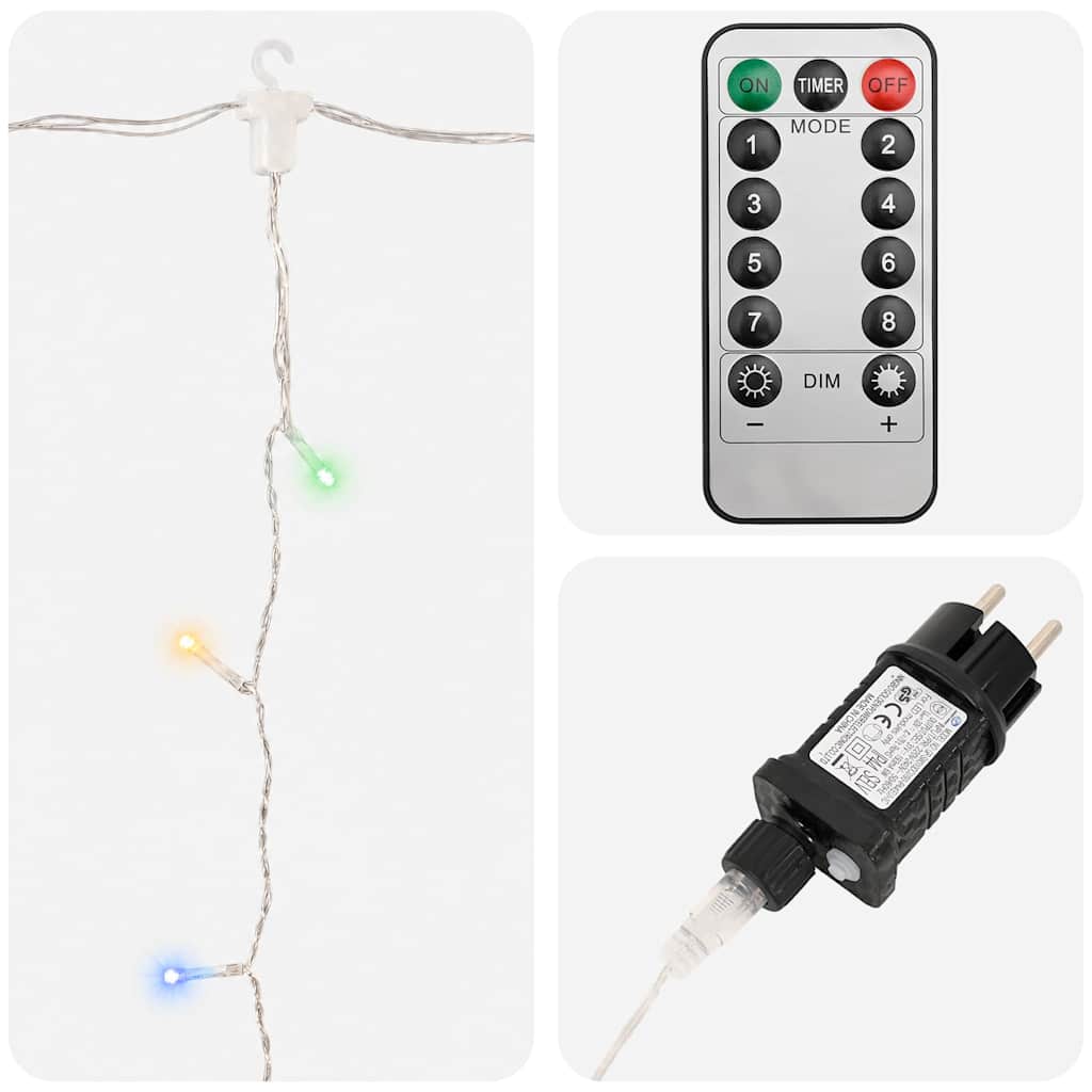 LED-Lichtervorhang 3x3 m 300 LED Bunt 8 Funktionen