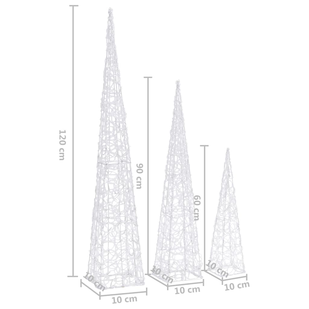 LED-Leuchtkegel-Set Acryl Deko Mehrfarbig 60/90/120cm