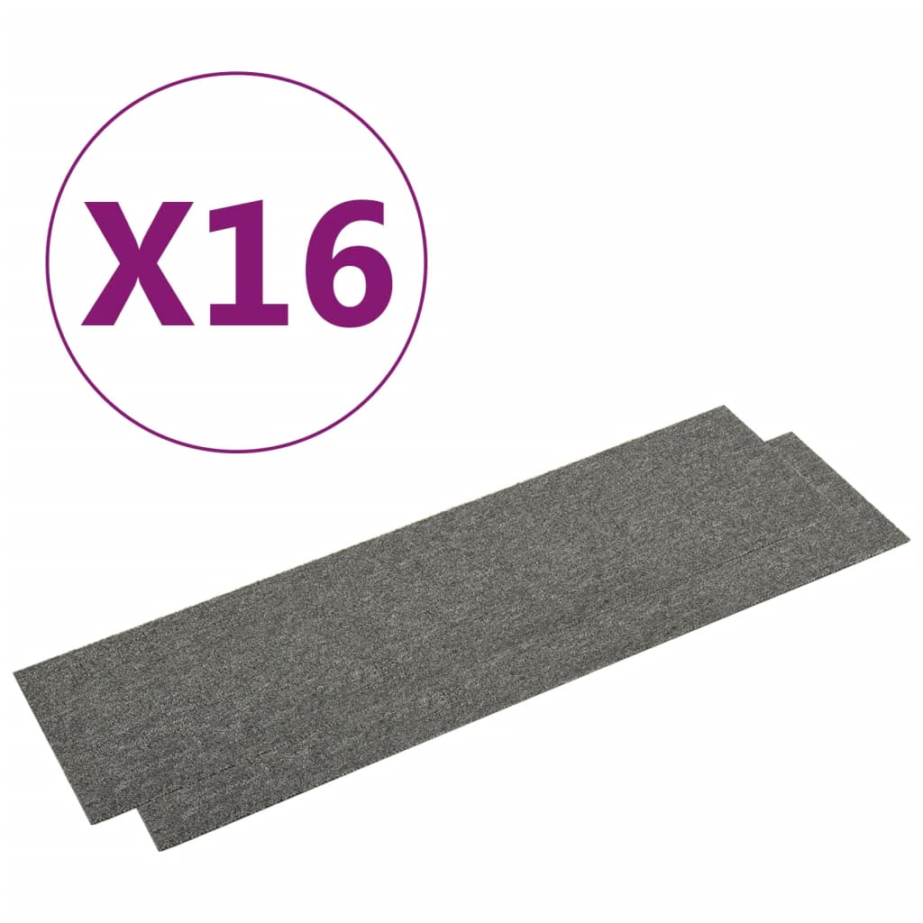 Teppichfliesen 16 Stk. 4 m² 25x100 cm Grau