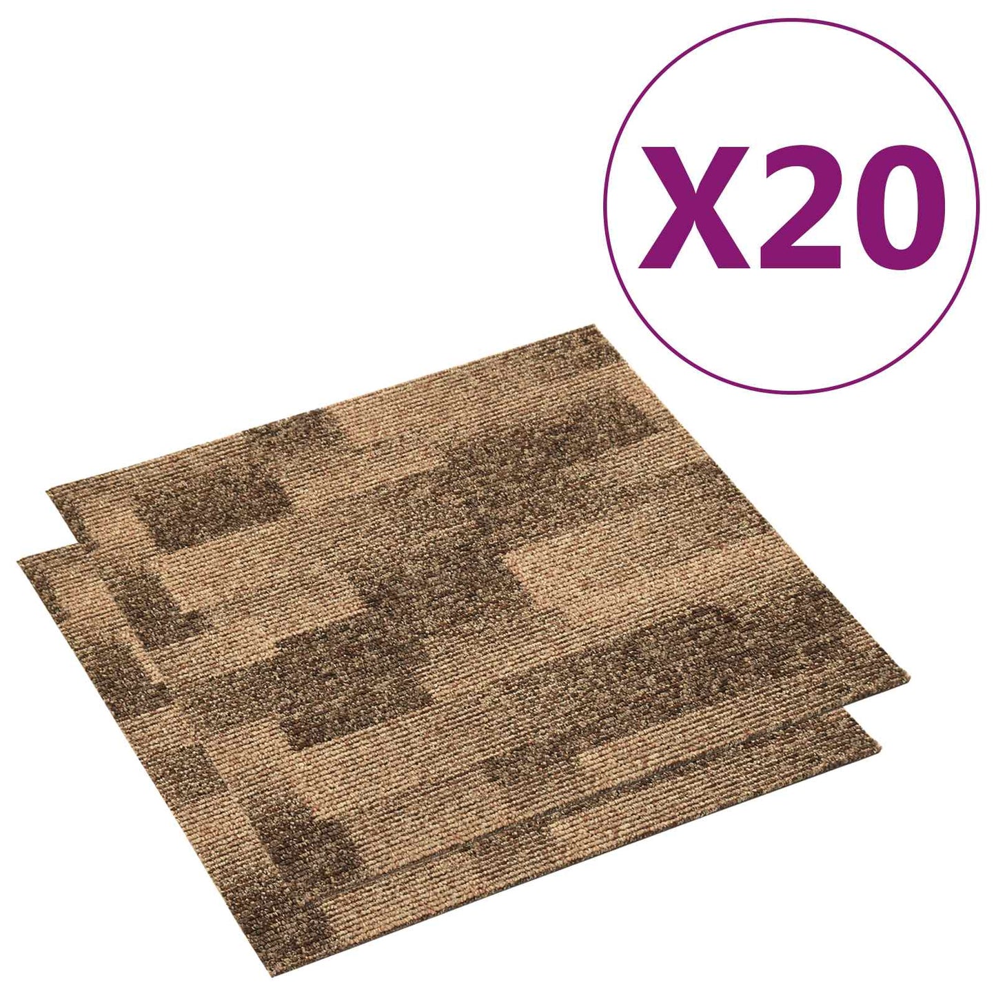 Boden Teppich 20 stk. Braun 50 x 50 cm PP Niedriger Flor