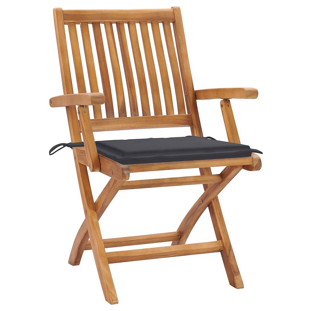Klappstühle mit Kissen, 4-teilig, Massivholz Teakholz