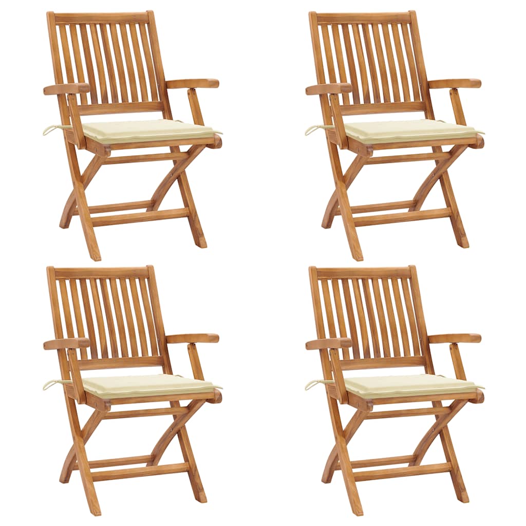 Klappstühle mit Kissen, 4-teilig, Massivholz Teakholz