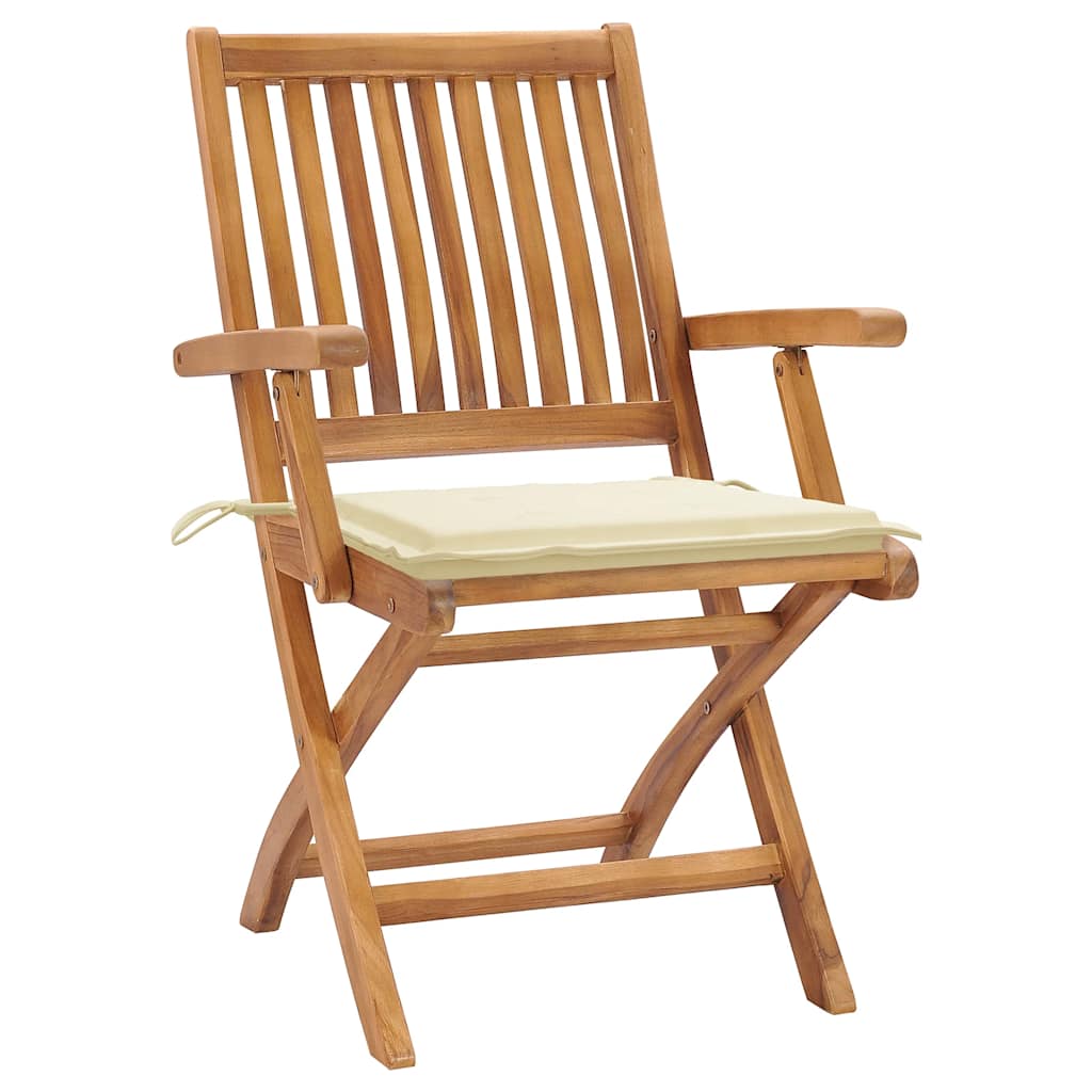Klappstühle mit Kissen, 4-teilig, Massivholz Teakholz