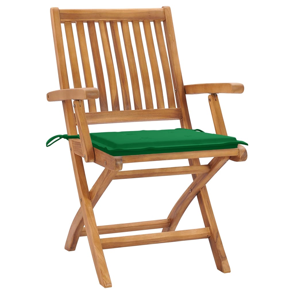 Klappbare Gartenstühle mit Kissen 4 Stk. Massivholz Teak