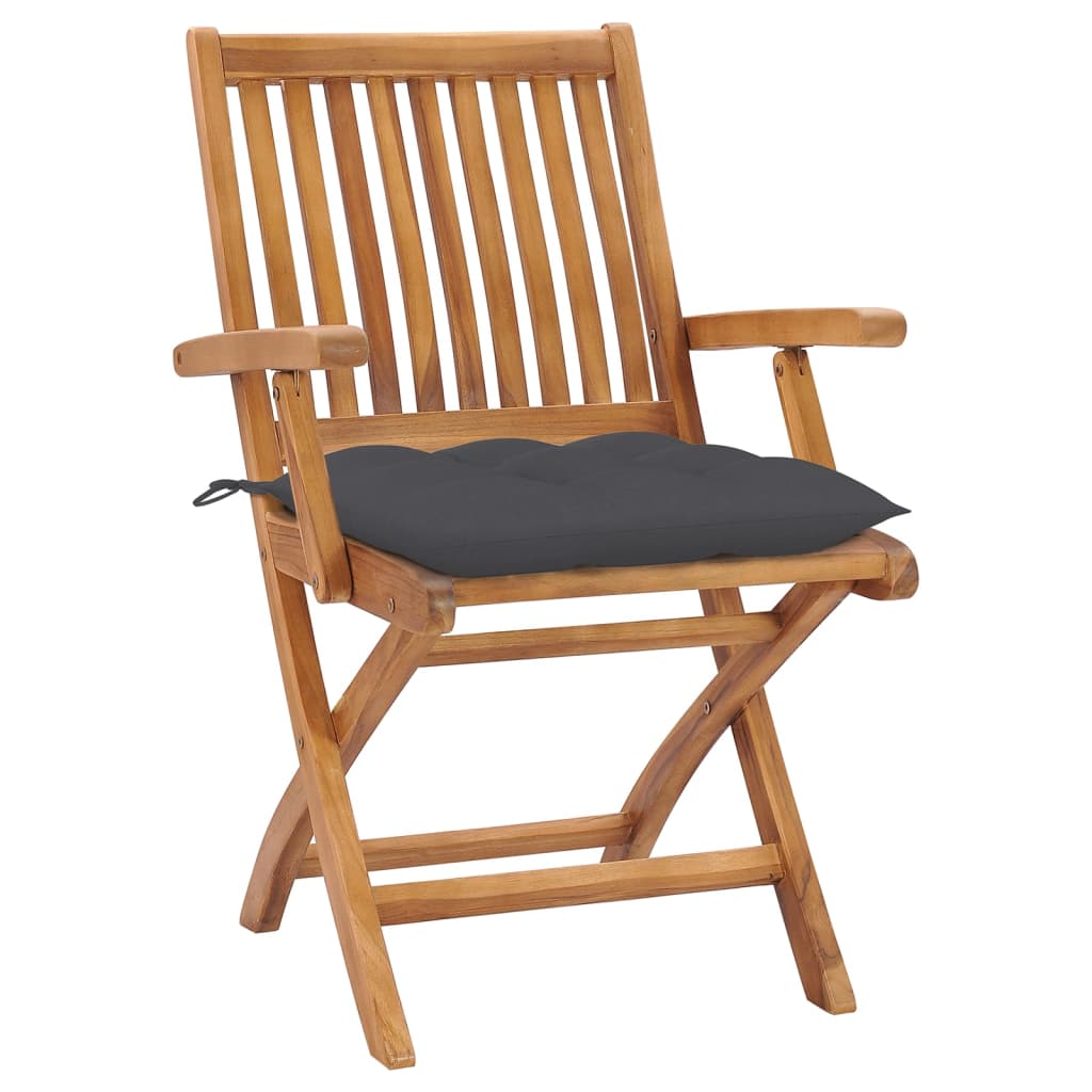 Klappstühle mit Kissen, 4-teilig, Massivholz Teakholz