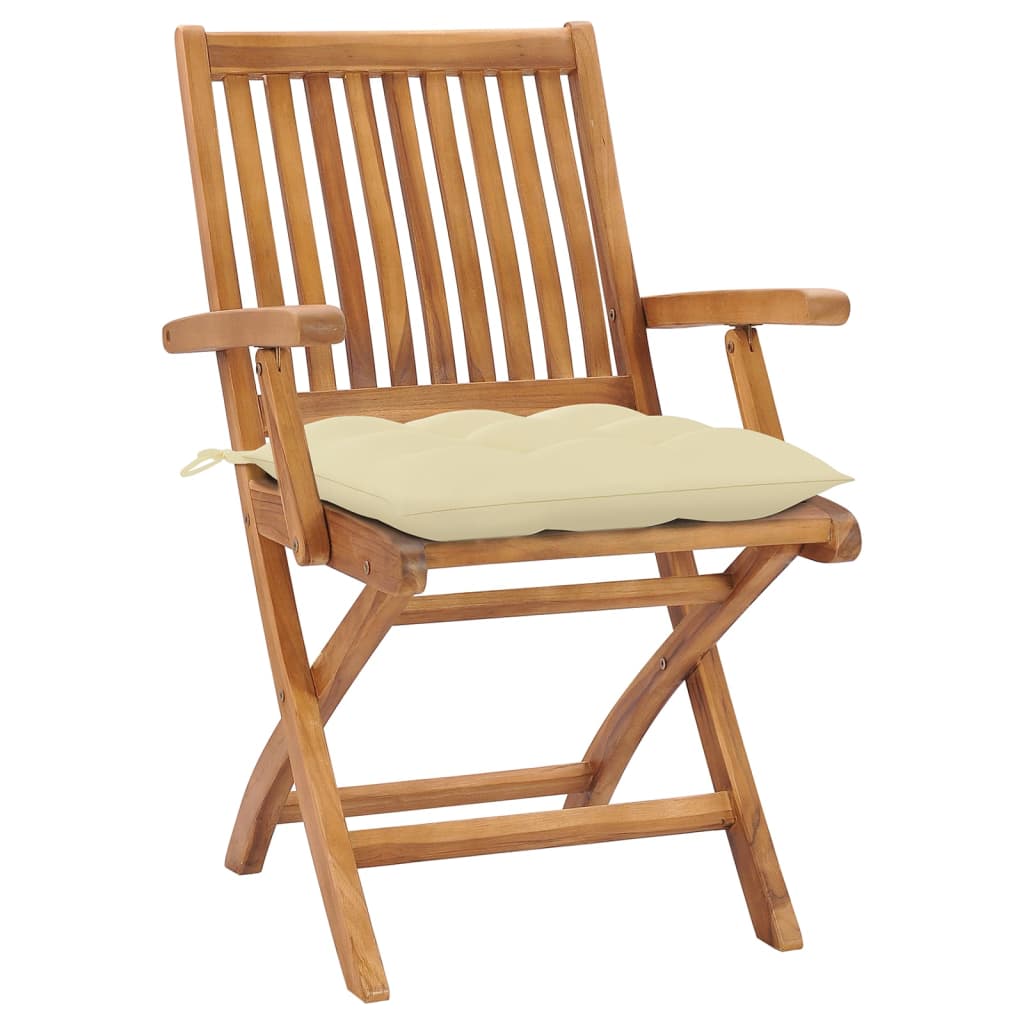 Klappstühle mit Kissen, 4-teilig, Massivholz Teakholz
