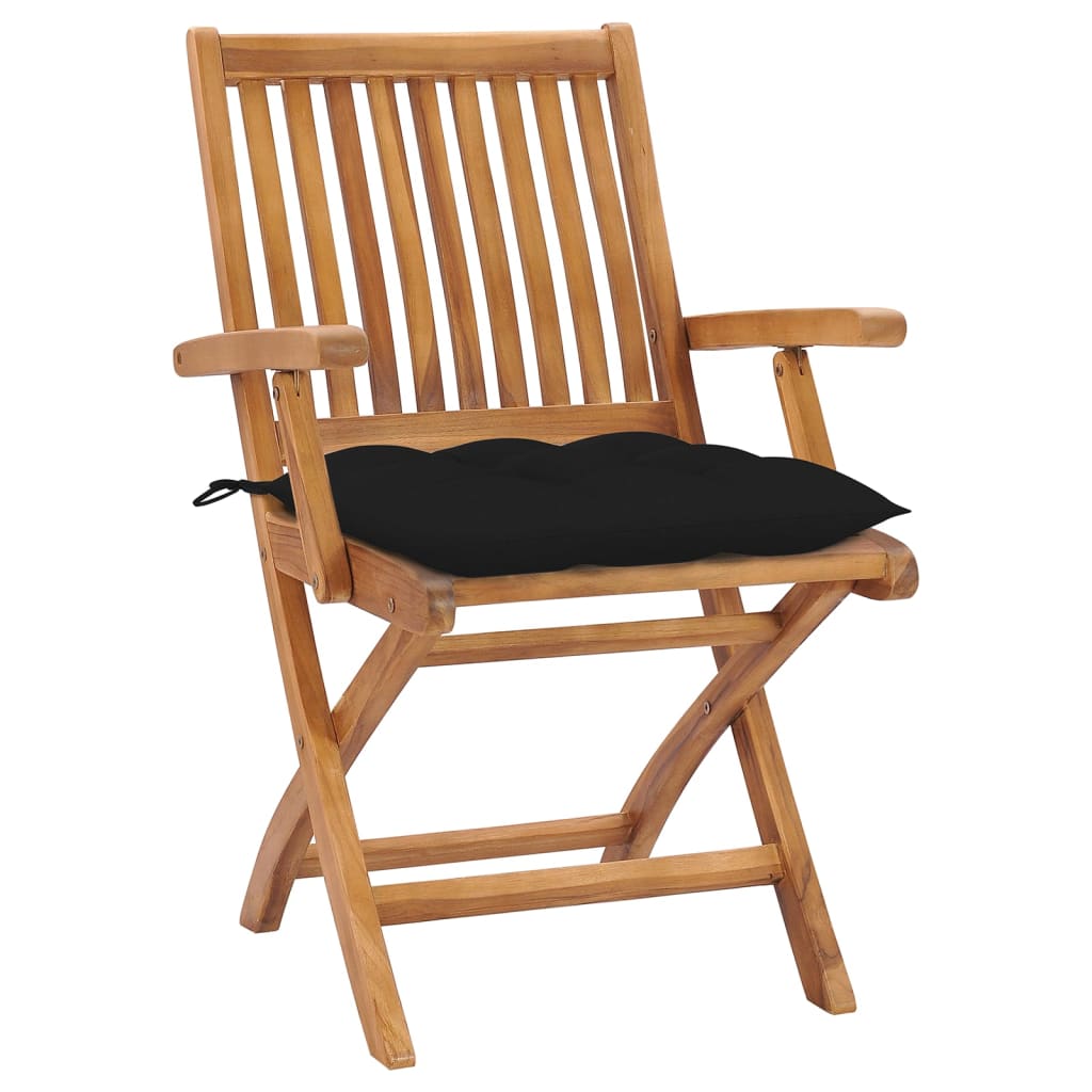 Klappstühle mit Kissen, 4-teilig, Massivholz Teakholz