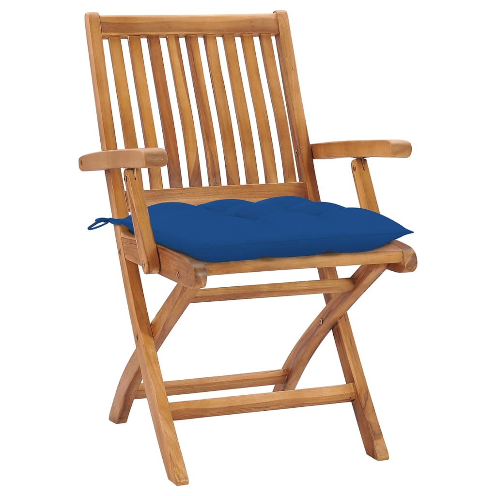 Klappbare Gartenstühle mit Kissen 4 Stk. Massivholz Teak