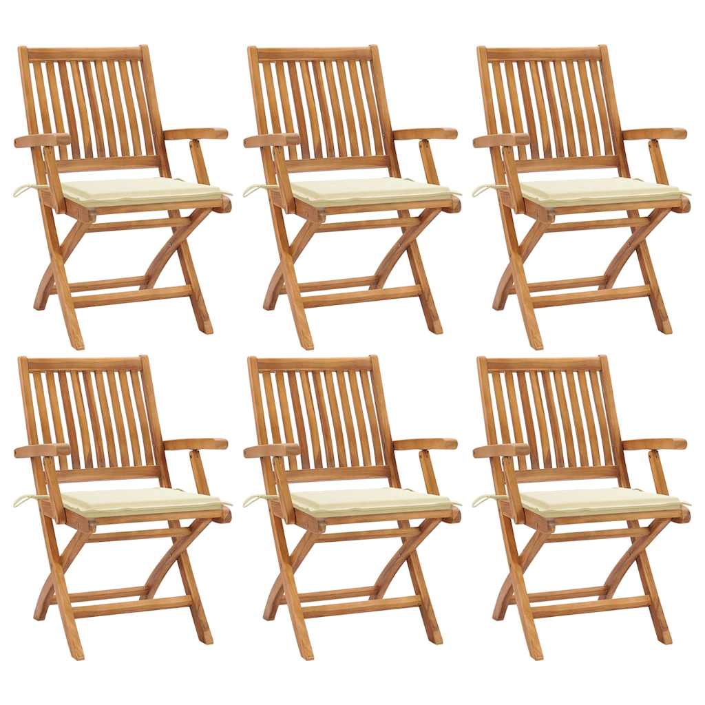 Klappstühle mit Kissen, 6-teilig, Massivholz Teakholz