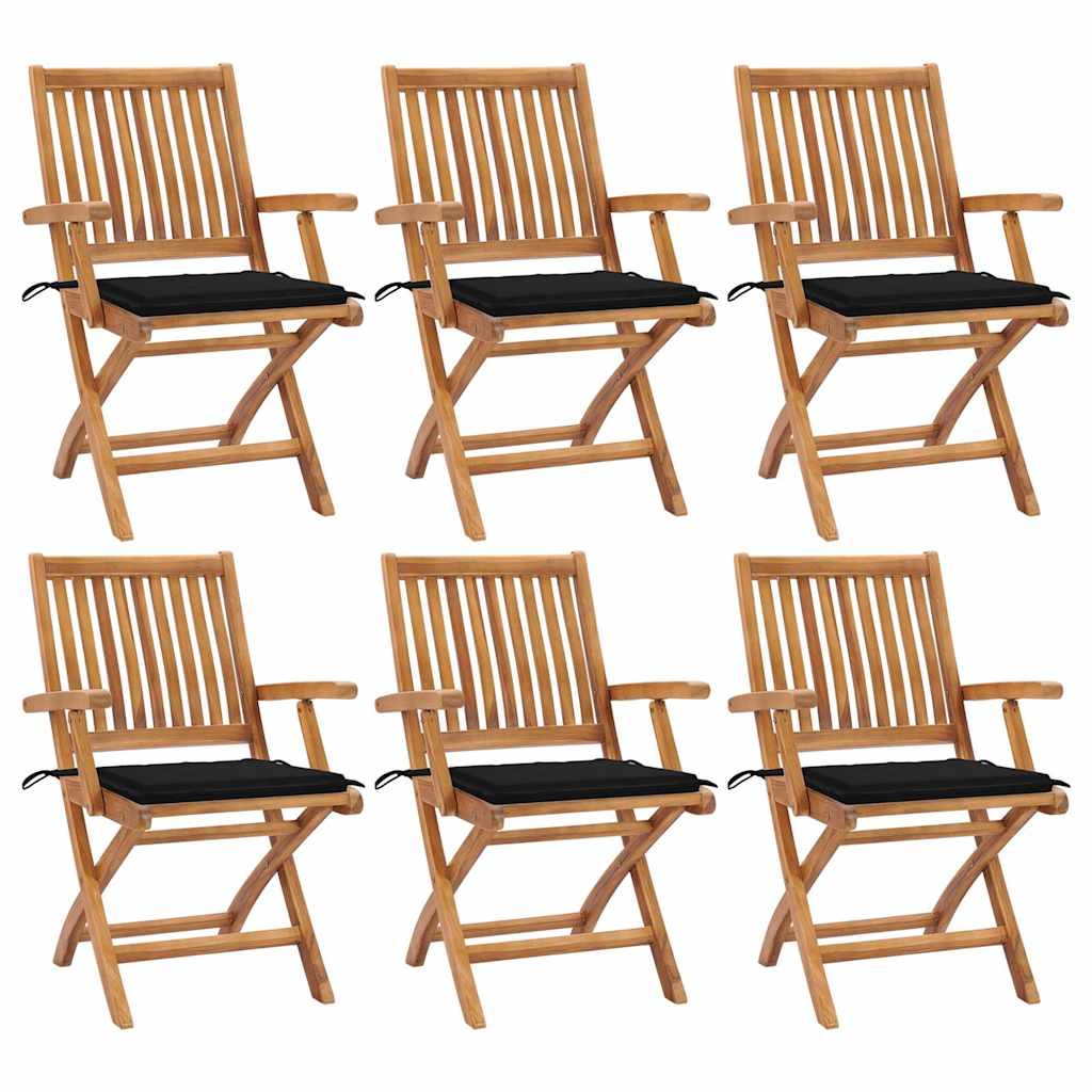 Klappstühle mit Kissen, 6-teilig, Massivholz Teakholz