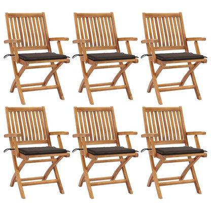 Klappstühle mit Kissen, 6-teilig, Massivholz Teakholz