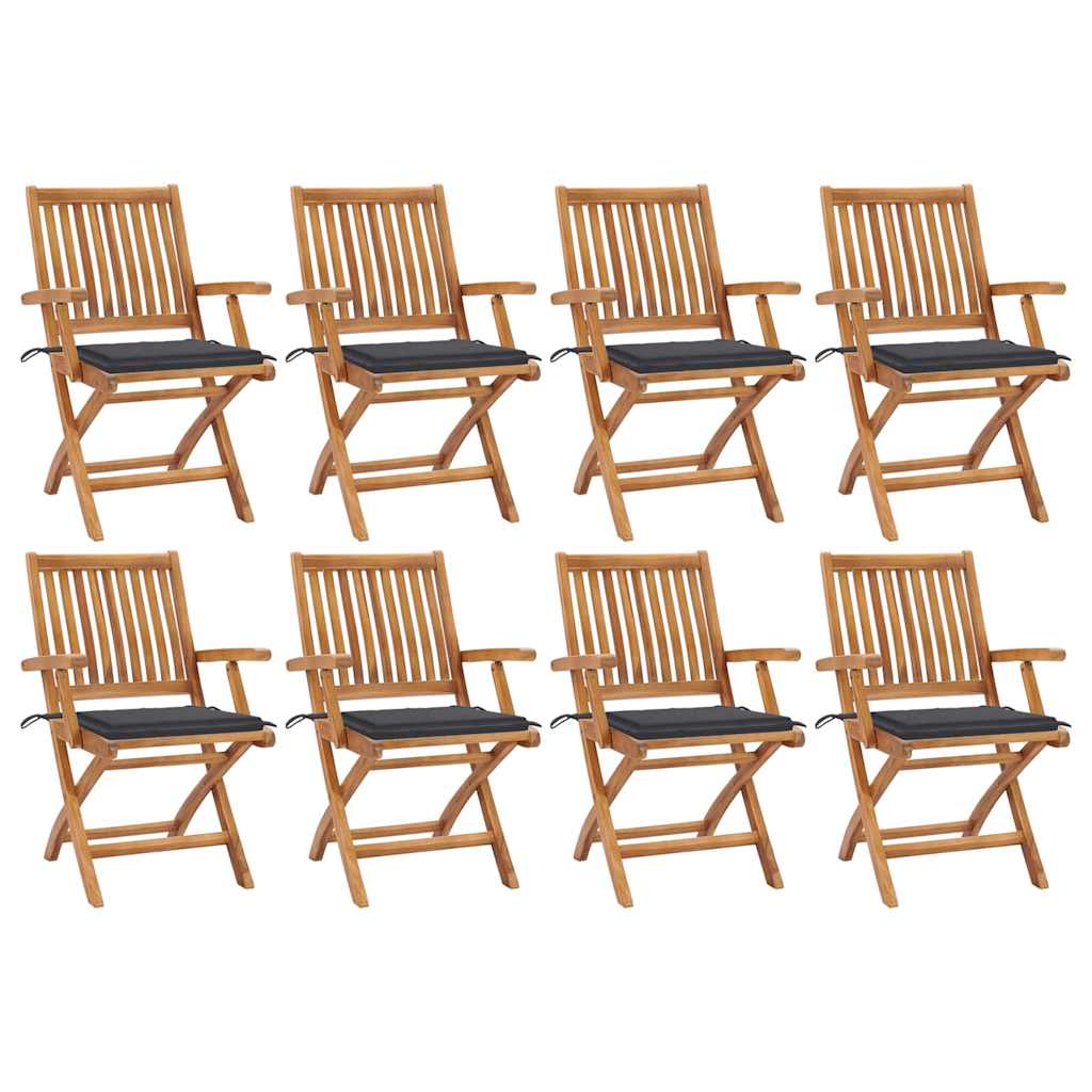 Klappstühle mit Kissen, 8-teilig, Massivholz Teakholz