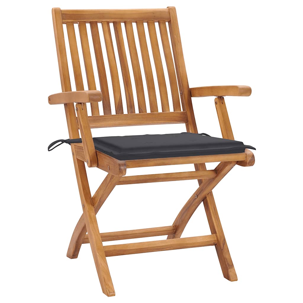 Klappstühle mit Kissen, 8-teilig, Massivholz Teakholz