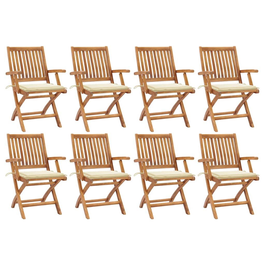 Klappstühle mit Kissen, 8-teilig, Massivholz Teakholz