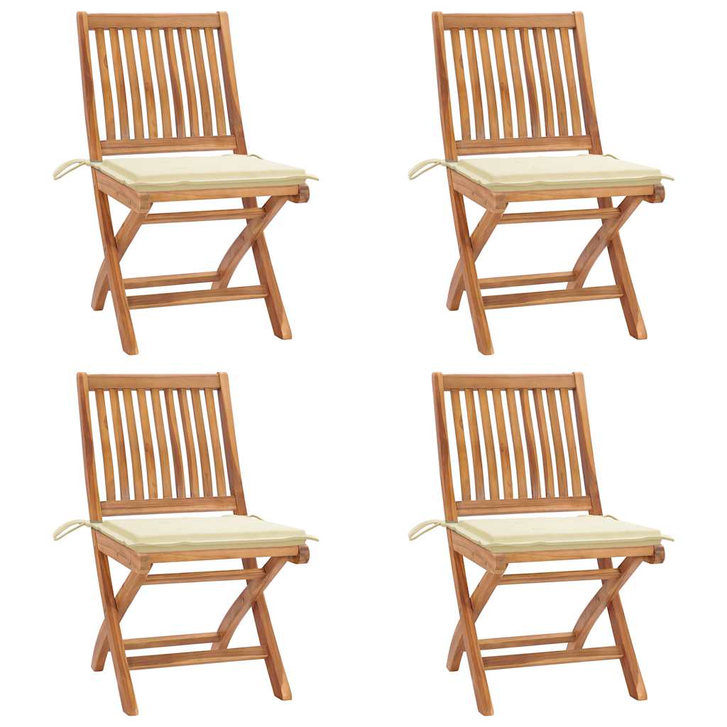 Klappstühle mit Kissen, 4-teilig, Massivholz Teakholz