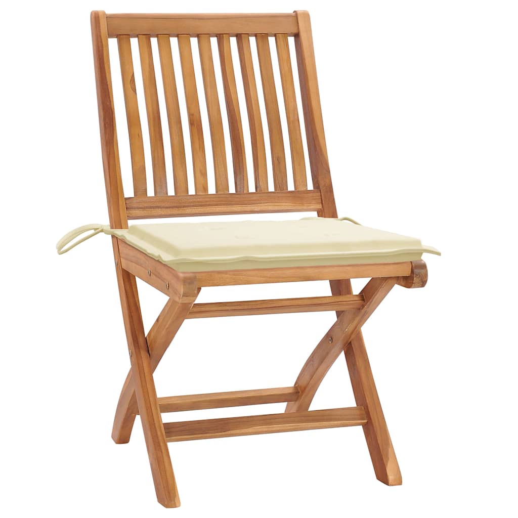 Klappstühle mit Kissen, 4-teilig, Massivholz Teakholz